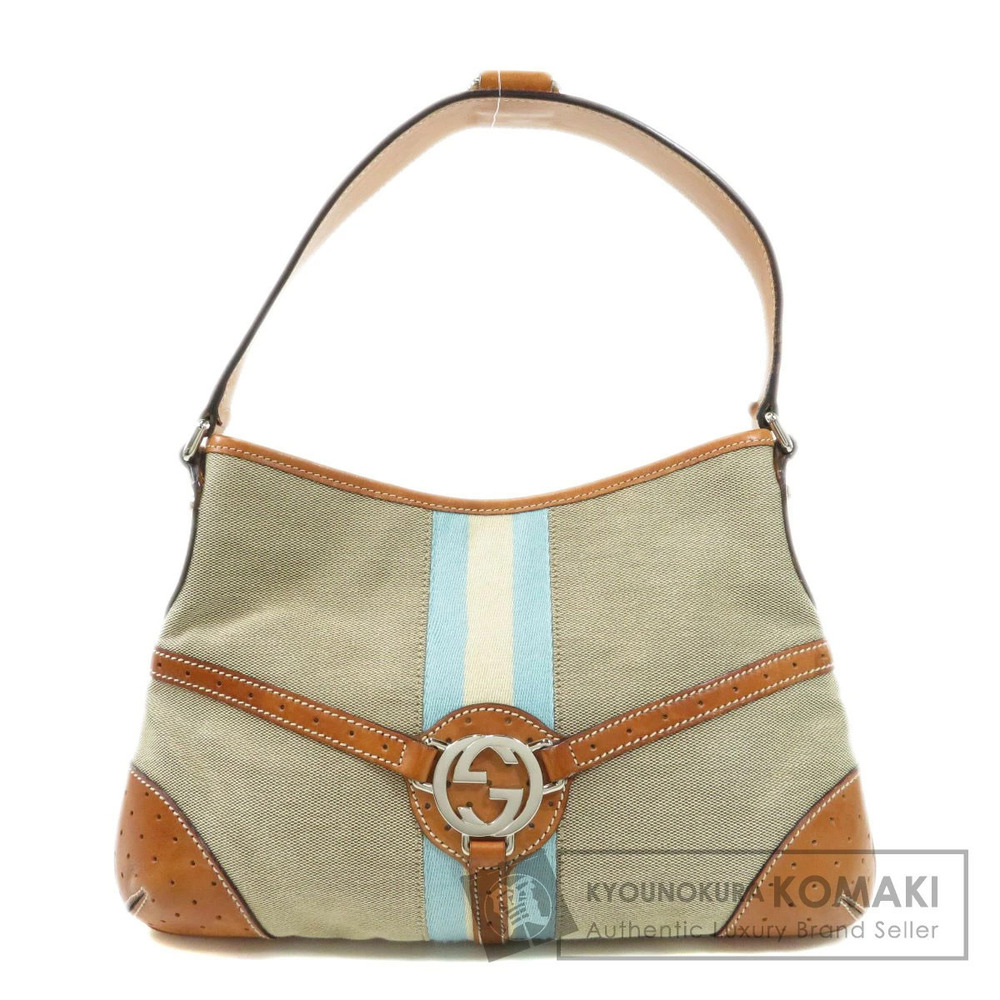 Gucci Logo Handbag Canvas Calfskin